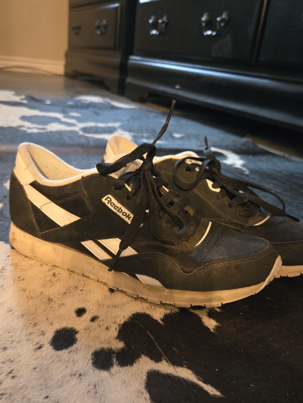 Reebok Women’s Black and White Low-Top Sneakers